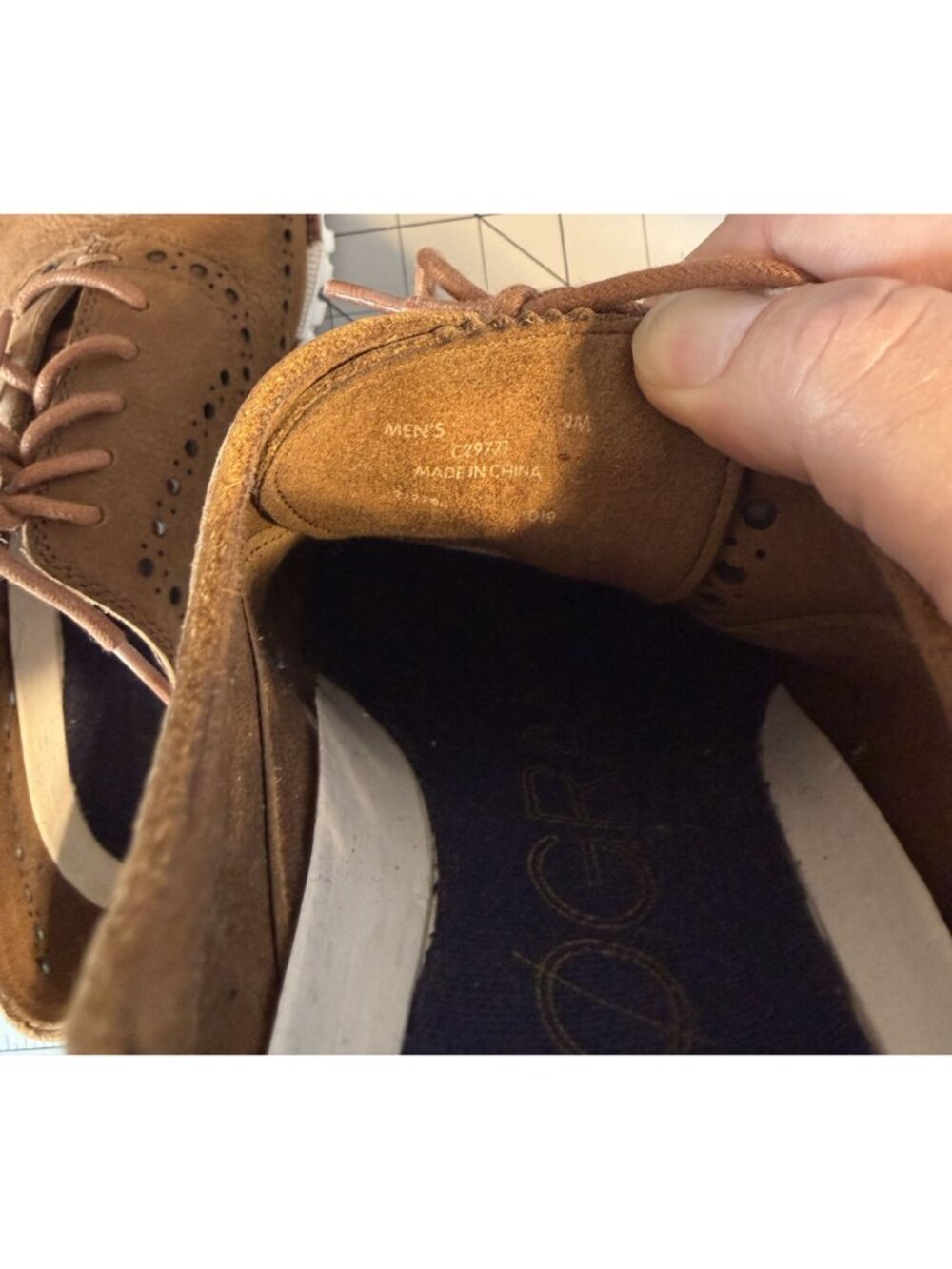 Cole Haan ZeroGrand Wingtip Oxford Tan Suede Mens Size 9M C29771 - Picture 7 of 7